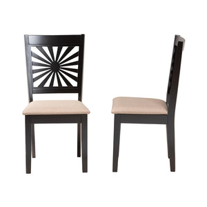 Baxton Studio Baxton Studio Olympia Modern Beige Fabric Dining Chair Set with Espresso Wood Frame, 2-Piece Elegance RH386C-Sand/Dark Brown-DC-2PK
