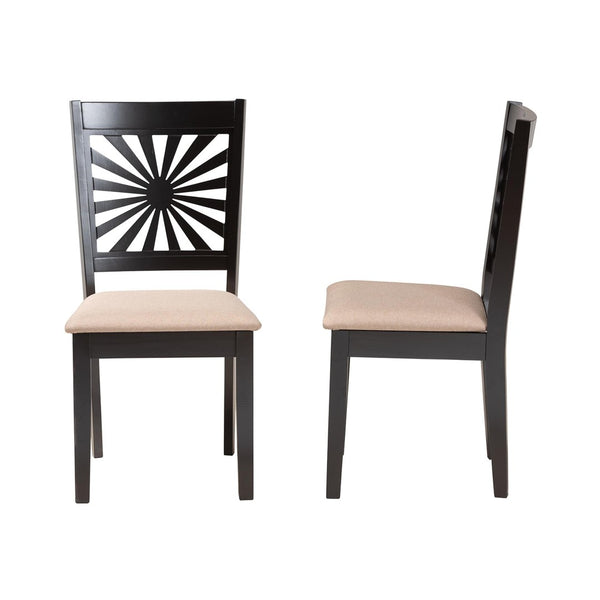 Baxton Studio Baxton Studio Olympia Modern Beige Fabric Dining Chair Set with Espresso Wood Frame, 2-Piece Elegance RH386C-Sand/Dark Brown-DC-2PK