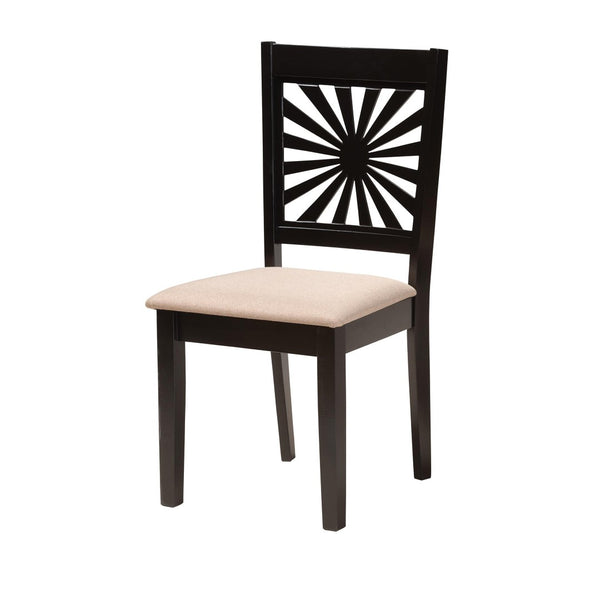 Baxton Studio Baxton Studio Olympia Modern Beige Upholstered Dining Set with Espresso Wood for Chic Spaces 5-Piece RH386C-Sand/Dark Brown-5PC Dining Set
