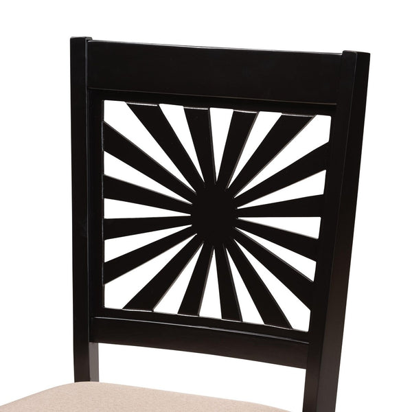 Baxton Studio Baxton Studio Olympia Modern Beige Upholstered Dining Set with Espresso Wood for Chic Spaces 5-Piece RH386C-Sand/Dark Brown-5PC Dining Set