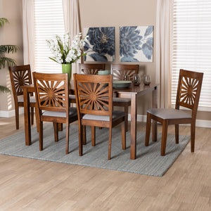 Baxton Studio Baxton Studio Olympia 7-Piece Dining Set - Modern Grey Fabric & Walnut Finish for Elegant Dining Spaces RH386C-Grey/Walnut-7PC Dining Set