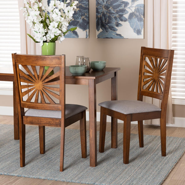 Baxton Studio Baxton Studio Olympia Dining Chairs Set - Modern Grey Upholstery & Walnut Finish for Stylish Dining RH386C-Grey/Walnut-DC-2PK