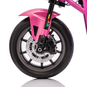 English Elm 24v300w Kids Electric Muscle Motorcycle with Dual Suspension Wide Eva Tires and Twist Throttle Pink W1578P382508
