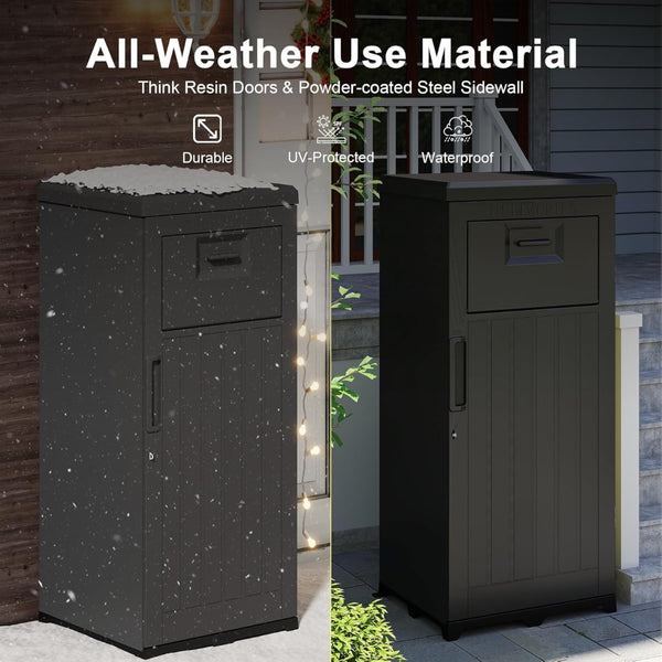 English Elm Package Delivery Drop Box Outdoor Lockable Resin Parcel Storage Anti-theft Porch Cabinet W1859P339203