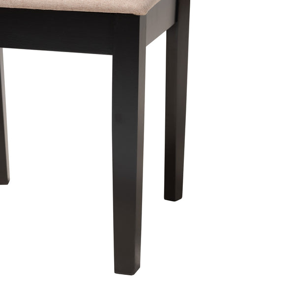 Baxton Studio Baxton Studio Genesis Modern 6-Piece Dining Set with Upholstered Chairs and Stylish Bench Design Beige 6-Piece RH389C-Sand/Dark Brown-6PC Dining Set