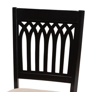 Baxton Studio Baxton Studio Genesis Modern Fabric Dining Chair Set with Dark Wood Frame for Elegant Spaces Beige RH389C-Sand/Dark Brown-DC-2PK