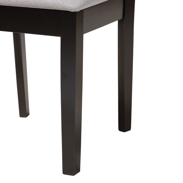 Baxton Studio Baxton Studio Genesis Modern 6-Piece Dining Set with Upholstered Chairs and Stylish Bench Design Grey 7-Piece RH389C-Grey/Dark Brown-7PC Dining Set
