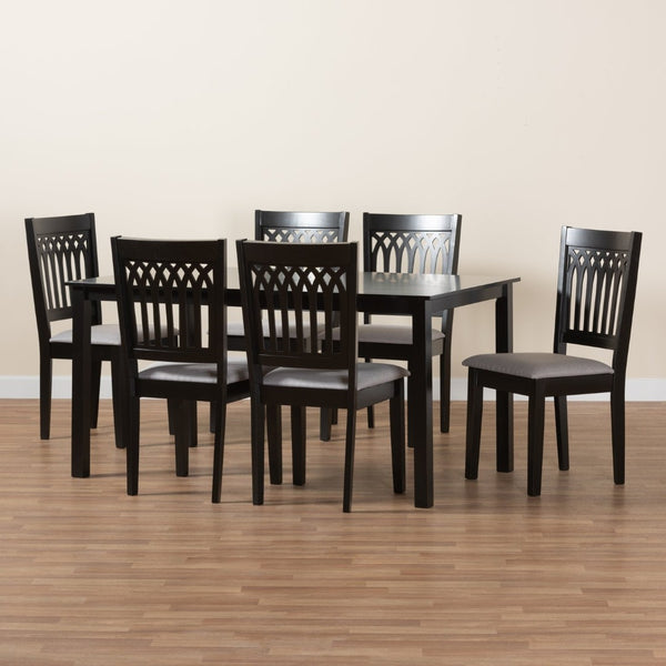 Baxton Studio Baxton Studio Genesis Modern 6-Piece Dining Set with Upholstered Chairs and Stylish Bench Design Grey 7-Piece RH389C-Grey/Dark Brown-7PC Dining Set