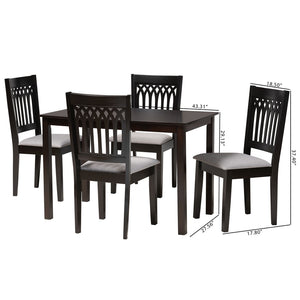 Baxton Studio Baxton Studio Genesis Modern 5-Piece Dining Set – Grey Fabric & Dark Brown Wood, Stylish Comfort! RH389C-Grey/Dark Brown-5PC Dining Set