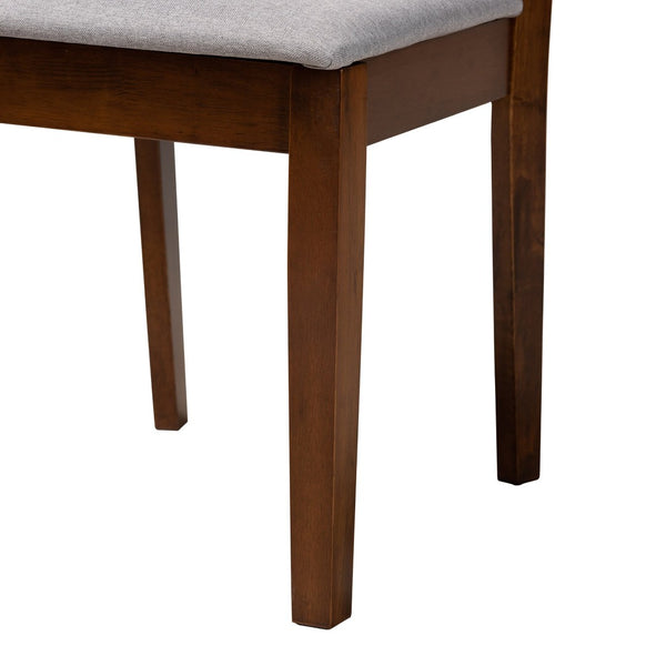 Baxton Studio Baxton Studio Genesis Modern 6-Piece Dining Set with Upholstered Chairs and Stylish Bench Design Walnut 6-Piece RH389C-Grey/Walnut-6PC Dining Set