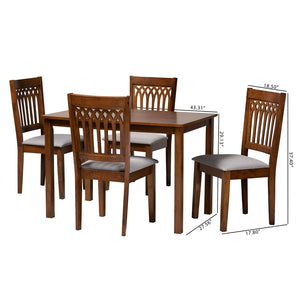 Baxton Studio Baxton Studio Genesis 5-Piece Modern Dining Set in Grey Fabric & Walnut Wood for Chic Spaces RH389C-Grey/Walnut-5PC Dining Set