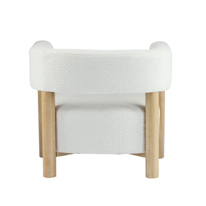 English Elm Christopher Knight Home® - Boucle Plush Bouclé Accent Chair with Rubber Wood Frame, Spring Bag Cushion for Cozy Support White+Natural 30.75 L x 28.9 W x 19.25 H N776P268327C
