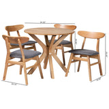 Baxton Studio Shirina Mid-Century Grey Fabric and Natural Brown Finished Wood 5-Piece Dining Set