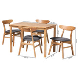 Baxton Studio Norwin Mid-Century Grey Fabric and Natural Brown Finished Wood 5-Piece Dining Set