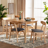 Baxton Studio Norwin Mid-Century Grey Fabric and Natural Brown Finished Wood 5-Piece Dining Set