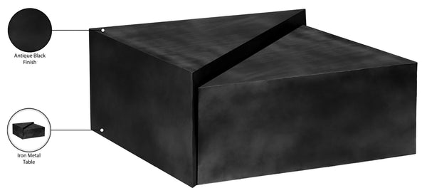 Meridian Furniture Zani Geometric Iron Coffee Table with Antique Sculptural Finish for Industrial Living Rooms Black 131Black-CT17