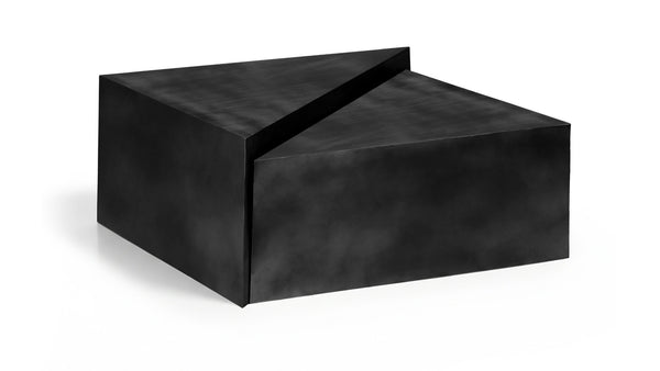 Meridian Furniture Zani Geometric Iron Coffee Table with Antique Sculptural Finish for Industrial Living Rooms Black 131Black-CT17