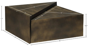 Meridian Furniture Zani Geometric Iron Coffee Table with Antique Sculptural Finish for Industrial Living Rooms Brown 131Brown-CT17