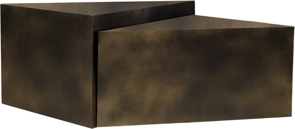 Meridian Furniture Zani Geometric Iron Coffee Table with Antique Sculptural Finish for Industrial Living Rooms Brown 131Brown-CT17