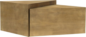 Meridian Furniture Zani Geometric Iron Coffee Table with Antique Sculptural Finish for Industrial Living Rooms Gold 131Gold-CT17