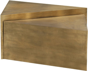 Meridian Furniture Zani Geometric Iron Coffee Table with Antique Sculptural Finish for Industrial Living Rooms Gold 131Gold-CT17