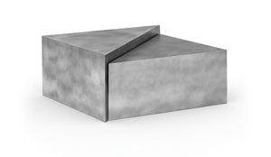Meridian Furniture Zani Geometric Iron Coffee Table with Antique Sculptural Finish for Industrial Living Rooms Silver 131Silver-CT17