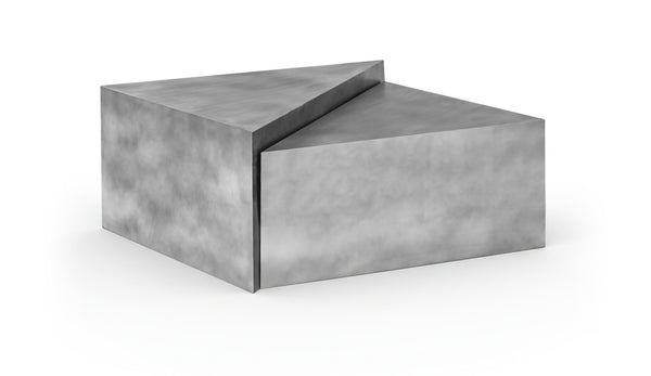 Meridian Furniture Zani Geometric Iron Coffee Table with Antique Sculptural Finish for Industrial Living Rooms Silver 131Silver-CT17