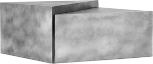Meridian Furniture Zani Geometric Iron Coffee Table with Antique Sculptural Finish for Industrial Living Rooms Silver 131Silver-CT17