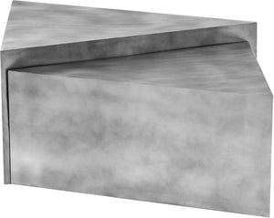 Meridian Furniture Zani Geometric Iron Coffee Table with Antique Sculptural Finish for Industrial Living Rooms Silver 131Silver-CT17