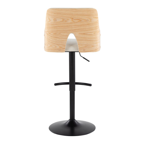 English Elm Stella Adjustable Barstool Set Of 2: Modern Cream Fabric & Natural Wood With Swivel & T Footrest B202S01004-GIGA