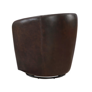 English Elm Luxury Top Grain Leather Swivel Barrel Chair with Solid Wood Frame, 360° Rotation, Removable Cushion Cover, No Assembly Required Bronze 32 L x 30 W x 33.5 H B011P308557