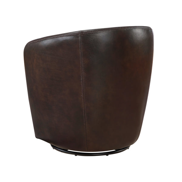 English Elm Luxury Top Grain Leather Swivel Barrel Chair with Solid Wood Frame, 360° Rotation, Removable Cushion Cover, No Assembly Required Bronze 32 L x 30 W x 33.5 H B011P308557