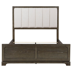 English Elm Annie Glam Queen Bed Glittering Stripe Upholstered Headboard Padded White Panel Frame B062S01542