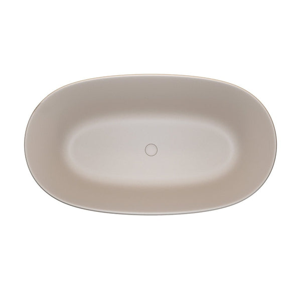 English Elm 47'' Freestanding Stone Resin Soaking Tub Sculpted Solid Surface with Heat Retention Beige W2753P416602