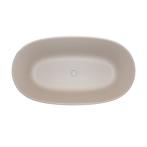 English Elm 51'' Freestanding Solid Resin Stone Soaking Tub Spa Ergonomic Matte White Bath Beige W2753P340379
