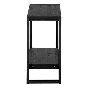English Elm Accent C-Shaped Side Table with Reclaimed Wood-Look Top and Sleek Metal Frame for Small Spaces Black 28 L x 15 W x 9 H B2710P219149