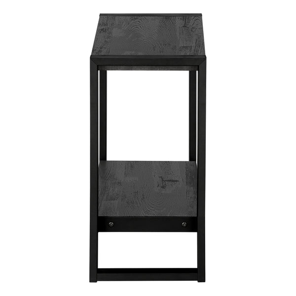English Elm Accent C-Shaped Side Table with Reclaimed Wood-Look Top and Sleek Metal Frame for Small Spaces Black 28 L x 15 W x 9 H B2710P219149