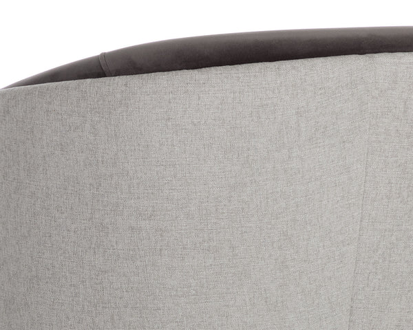 Sunpan Sheva Armchair - Elegant Barrel Back Design, Luxurious Upholstered Comfort for Any Modern Space Ernst Sandstone / Meg Ash