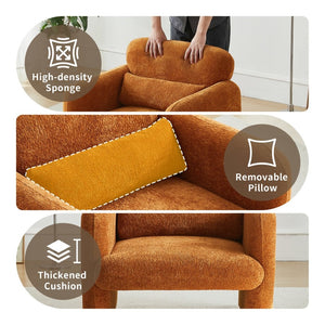 English Elm Best-selling Boucle Cloud Chair Curved Plush Upholstered Armchair with Lumbar Pillow Included Orange W1765P334055