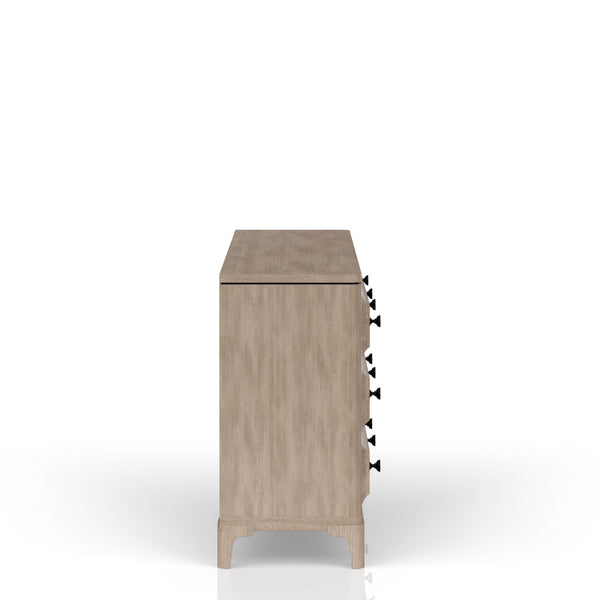 English Elm Queen Sand Canopy Bedroom Set with USB Nightstand, Cedar/Felt Drawers, Metal Accents & Mirror B2699S00058