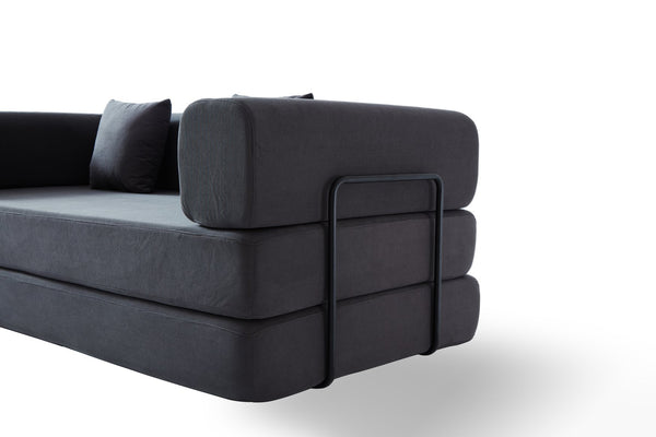 English Elm Convertible Corduroy Sleeper Sofa Bed with Cylindrical Pillow, 3-Seat Folding Floor Couch, Grey W1960P339707