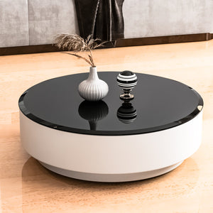 English Elm 32" Round Tempered Glass Table Top - Durable Black Finish With Beveled Edge For Modern Spaces W241P248364