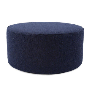 Howard Elliott Universal 36-inch Round Ottoman With Luxurious Faux Leather Cover For Stylish Home Décor And Comfort Blue 100% Polyester 132-1263-howard-elliott