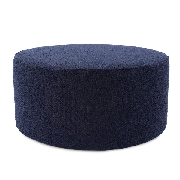 Howard Elliott Universal 36-inch Round Ottoman With Luxurious Faux Leather Cover For Stylish Home Décor And Comfort Blue 100% Polyester 132-1263-howard-elliott