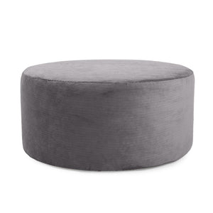 Howard Elliott Universal Round Ottoman - Luxuriously Soft Faux Fur With Unique Ribbed Design For Ultimate Comfort Gray 88% Poly,12% Nylon 132-1346-howard-elliott