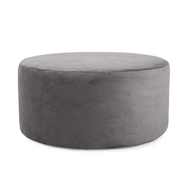 Howard Elliott Universal Round Ottoman - Luxuriously Soft Faux Fur With Unique Ribbed Design For Ultimate Comfort Gray 88% Poly,12% Nylon 132-1346-howard-elliott