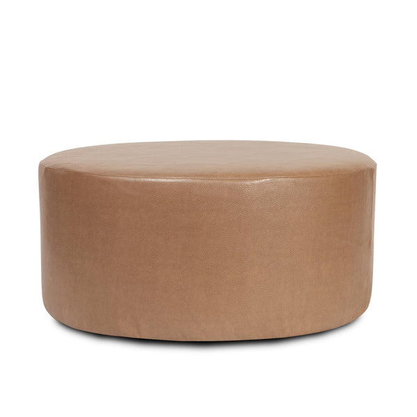 Howard Elliott Universal 36-inch Round Ottoman With Luxurious Faux Leather Cover For Stylish Home Décor And Comfort Brown 100% Polyurethane 132-191-howard-elliott