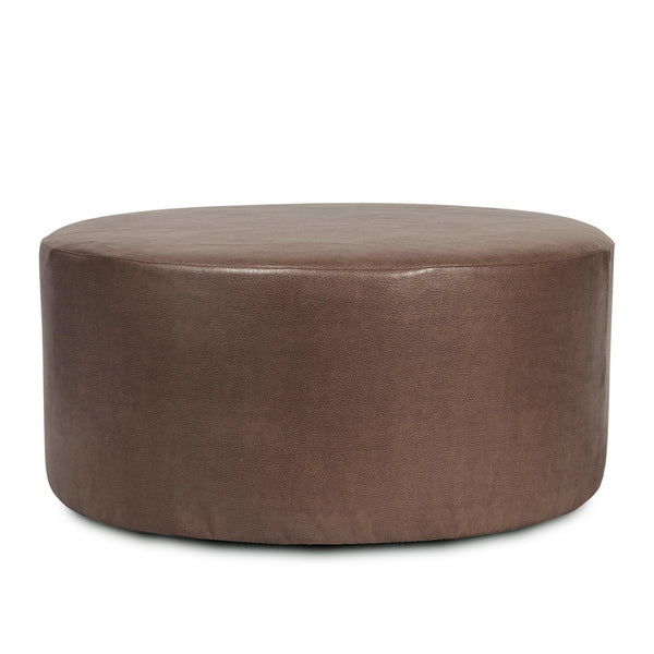 Howard Elliott Universal 36-inch Round Ottoman With Luxurious Faux Leather Cover For Stylish Home Décor And Comfort Brown 100% Polyurethane 132-192-howard-elliott