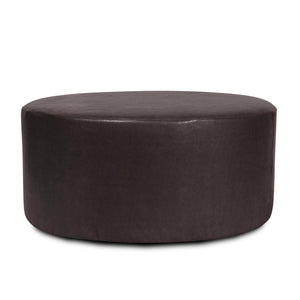 Howard Elliott Universal 36-inch Round Ottoman With Luxurious Faux Leather Cover For Stylish Home Décor And Comfort Black 100% Polyurethane 132-194-howard-elliott