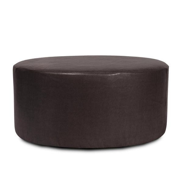 Howard Elliott Universal 36-inch Round Ottoman With Luxurious Faux Leather Cover For Stylish Home Décor And Comfort Black 100% Polyurethane 132-194-howard-elliott